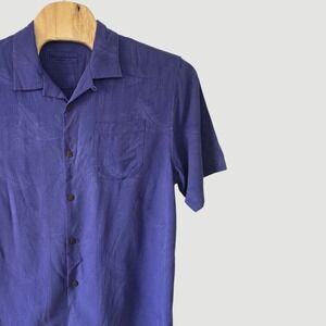 Tommy Bahama Original Fit Silk Tropical Leaf Print Short Sleeve Shirt Men L